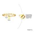 Gold plated stainless steel paperclip chain bracelet with a square charm tag - BR-758G (Square Tag Charm)