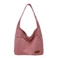 Grande borsa tote rosa in velluto a coste con tracolla e due tasche frontali eleganti - Rosa