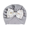 Grey baby turban hat with a white gold-dotted bow and textured bubble fabric - Grey (Bubble Texture Gold Polka Dots)