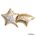 Ballon étoile Happy New Year en aluminium doré champagne avec motif d'étoiles 83x49cm - Étoile Filante du Nouvel An