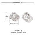 Detailed parameter display for silver clover earrings with copper and zircon specs - Four-Leaf Clover / Silver