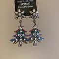 Details von Weihnachtsbaum-Ohrringen mit Schneeflocken und bunten Strassfransen - 925 Sterling Silber Ohrringstecker - Waffenschwarz / 4# Bunter Strass Weihnachtsbaum (HE16422)