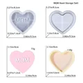 Dettaglio stampo in silicone per scatola a cuore MOM con dimensioni e dati sul peso - Stampo per Set di Immagazzinaggio a Cuore Mom