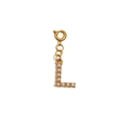 18K gold-plated stainless steel letter L pendant featuring white pearls and spring clasp - Letter L