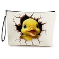 Beauty case in tela con stampa anatra gialla e pratica chiusura a zip robusta - Stile 1
