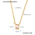 Collier en acier titane doré avec pendentif ovale en zircone pour femme chic - Or (P1833)