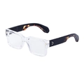 Chic clear square frame sunglasses with black and tortoiseshell tortoise shell temples - Anti-Blue Light Plain Lens / Transparent Black Tortoise Gold Anti-blue Light