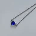 Adjustable stainless steel bracelet featuring a deep blue heart-shaped zircon pendant - Blue Zircon Heart (B676) / Silver
