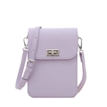 Mini lavender Saffiano leather crossbody phone bag with silver turn-lock and thin strap - Light Purple