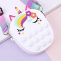 White unicorn pop-it fidget purse with colorful horn and adjustable gradient strap - White (Fringe)