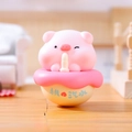 Pink pig figurine on yellow Peach Soda base as a cute creative desktop decoration - 3040B Pig Tumbler