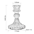 Nordic glass diamond candlestick holder with textured diamond cut pattern in clear finish - Diamond Transparent
