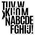 Macro view of 3 inch black vinyl letter stickers set A-Z for car and mailbox use - Black Letters A-Z/3 Sheets Set