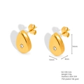Golden teardrop stud earrings in 18K gold PVD plated stainless steel with small zircon - Teardrop (599-02A) / Teardrop Earrings (White Rhinestone - 18K Gold Color)