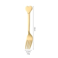 Golden heart-shaped stainless steel dessert fork, 13cm length and 21g weight specification - Fork / Gold