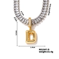 Detail view of gold letter D pendant necklace with dimensions and specifications - Letter D Shape Style (N01047-D)