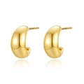 Eleganti orecchini a perno a C in argento sterling S925 dorato stile minimal - Argento 925 / Oro