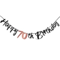 Elegant black and rose gold Happy 70th Birthday banner for party decorations - 70th Birthday Glitter Style / Black Rose Gold