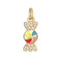 Detail of gold candy pendant with colorful enamel and sparkling crystal stones - Colorful Candy Charm Pendant