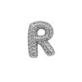 Detail van zilveren letter R bedel met heldere pavé-kristallen voor DIY sieraden - Letter R Stijl (DB241108-R)