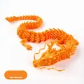 Detailed macro view of 3D printed dragon with articulated joints in silk orange finish - 30CM Silk Orange