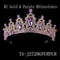 Elegant KC gold crown featuring vibrant purple teardrop crystals and white rhinestones - KC Gold + Purple Rhinestone
