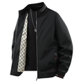 Men's black bomber jacket with striped ribbing and monogram lining in a loose fit - M / Tops / Black