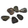 Deep grey irregular volcanic stone beads with a natural porous texture and organic shape - 6 Pieces/Pack (22-28mm) / Electroplated Black