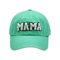 Mint green MAMA baseball cap with white chenille embroidery for outdoor summer family wear - MAMA Style / Fruit Green