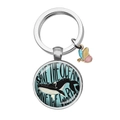 Edelstahl-Wal-Schlüsselanhänger mit 'Save the Ocean' Glaskuppel-Anhänger-Charm - Wal (Save the ocean)