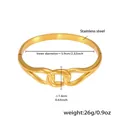 Minimalistische 18k vergulde golvende knooparmband met een binnendiameter van 5,9 cm - Gouden Dubbele Ring Geometrische Armband (Z475)