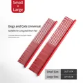 Dual-size professional red metal pet grooming combs for dogs and cats with fine teeth - Paint Red