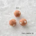 Brown handmade 3cm wool felt balls with white polka dots for Christmas tree decoration - Coffee Polka Dot