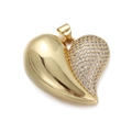 18K gold heart pendant featuring a smooth finish and sparkling clear crystals - Half Pave Heart Locket