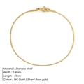 Golden stainless steel round snake chain bracelet with 0.9mm width for men and women - 1mm x 19cm / Gold
