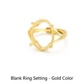 S925 sterling silver four-prong ring setting in gold finish for 13x17mm stones - Stone Size 13*17mm / Gold