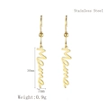 Elegant gold-finished stainless steel mama dangling earrings with script lettering - LE3151 Earrings / Gold