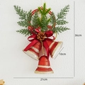 36cm Christmas gold bell hanging ornament with red glitter bows and green pine needles - New Style Bowknot Bell