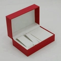 Red PU leather watch box with white lining and flip-top design for jewelry sets - Five-Piece Set / 166×108×73mm / Red