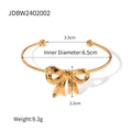 Polished 18k gold plated stainless steel bow cuff bracelet with adjustable open design - Bowknot Open Bangle (JDBW2402002)