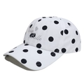 Detail of white polka dot baseball cap featuring Ciao Balle embroidery and heart pattern - M (56-58cm) / Polka Dot Embroidery / White