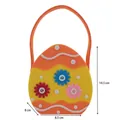 Easter felt gift basket in yellow and orange egg shape with colorful floral accents - Style D Orange Egg Basket