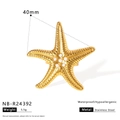 Gold starfish ring in stainless steel featuring six white pearls with ocean design - Large Starfish with Six Pearls Style (NB-R24392)