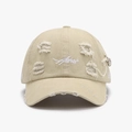 Distressed khaki baseball cap with Asher embroidery and metal ring detail - Beige