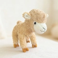 Süßes braunes Plüschlamm Kuscheltier mit weißem Gesicht in stehender Position - Cremeweißes Braunes Schaf / 21cm