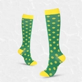 Knee-high compression socks in vibrant green with bold yellow polka dot patterns - S/M / Green Polka Dot