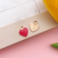 Red heart enamel charm and golden leaf metal pendant for DIY jewelry making - 10x12mm-0.5g / Large Red Enamel Heart