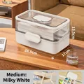 Medium multi-layer family first aid kit in cream white with clear lid, 28.5x17x15.5cm - Medium / Cream