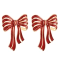 Festive red bow stud earrings with golden alloy edges for elegant New Year jewelry style - KC Gold