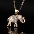 Exquisite elephant pendant in gold finish with sparkling white zircons on O-chain - 02 White Zirconia Elephant Pendant Only (Without Chain)